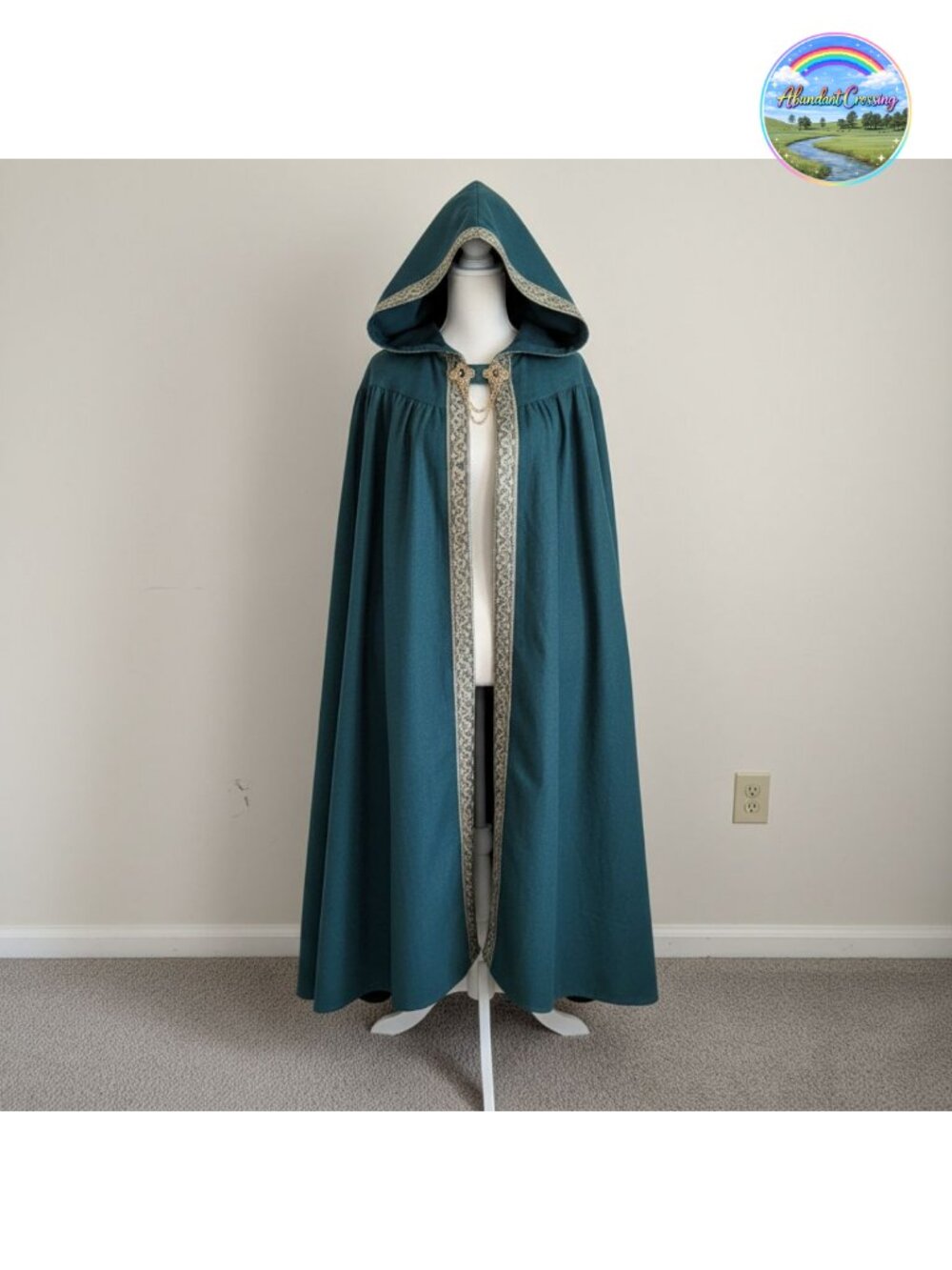 LTAKK Renaissance Hooded Cloak Suede Medieval Cape Witch Robe Costume